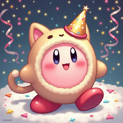 Kirby in Pusheen costume for New Year 