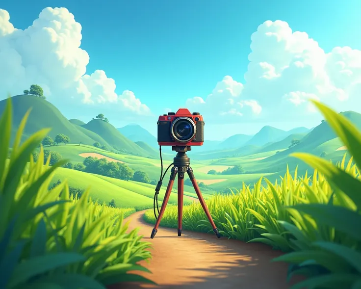 Ek hamen SMS chahie surjan ki khet mein camera khada background chagdi high quality animation