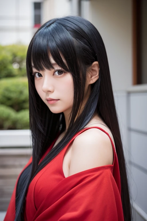 Japanese women, black hair, red, furunose, are cute