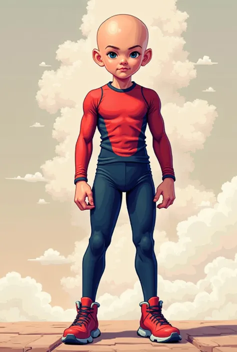 (masterpiece, top quality, best quality, less detail, 8-bit color), pixel,pixel art, 1 boy,full body,standing pose, bald, lycra tight clothes