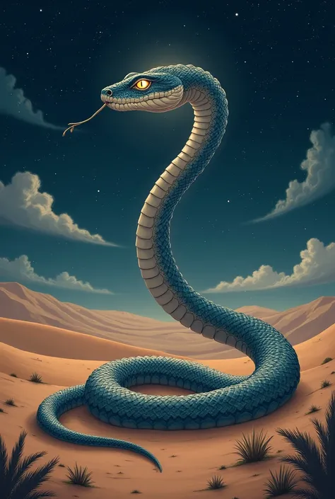 Snake in the desert at night