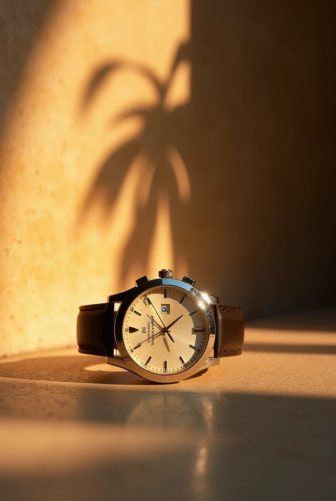 Watch with sunrise lighting on one side and shade on the other