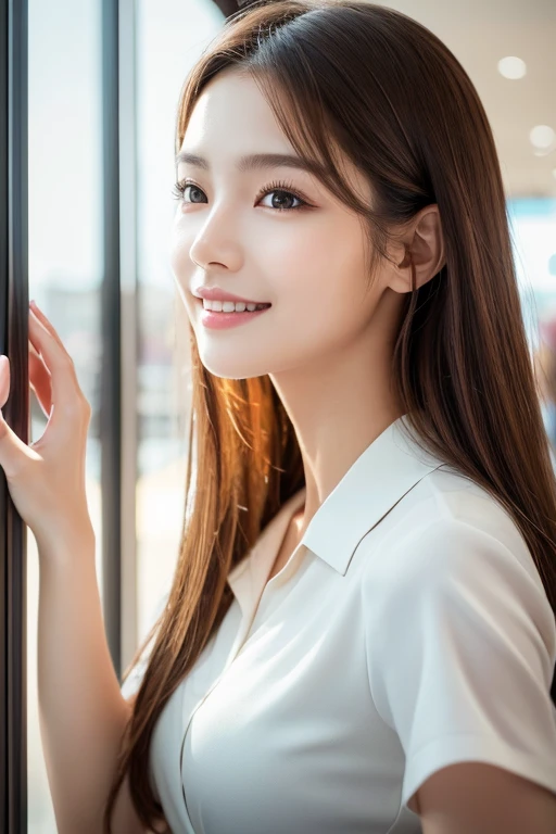 Face close-up、
Huge 、  long brown hair 、Sparkling,  oily skin 、 Glowing Skin 、Indoor competition pool、 white skin、Flying debris,  top quality ,  realistic ,  very detailed, finely,  high res,  8k electronic wallpaper ,  beautiful women,,  Light brown dishe...