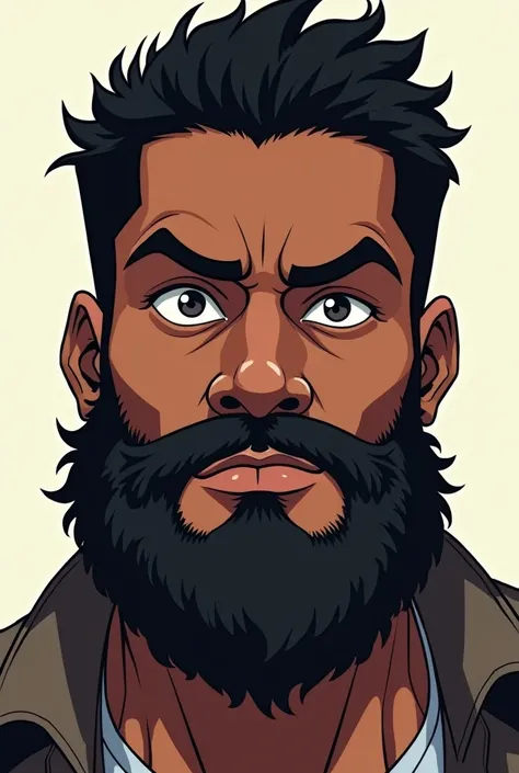 I drew a bearded black man in anime style