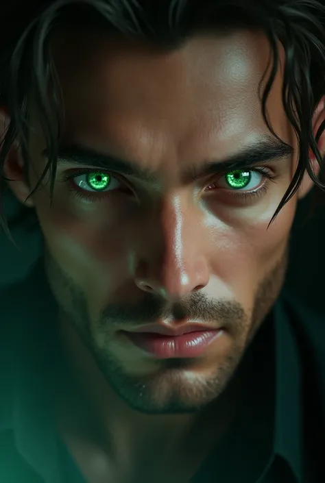 Green eyes of a man 