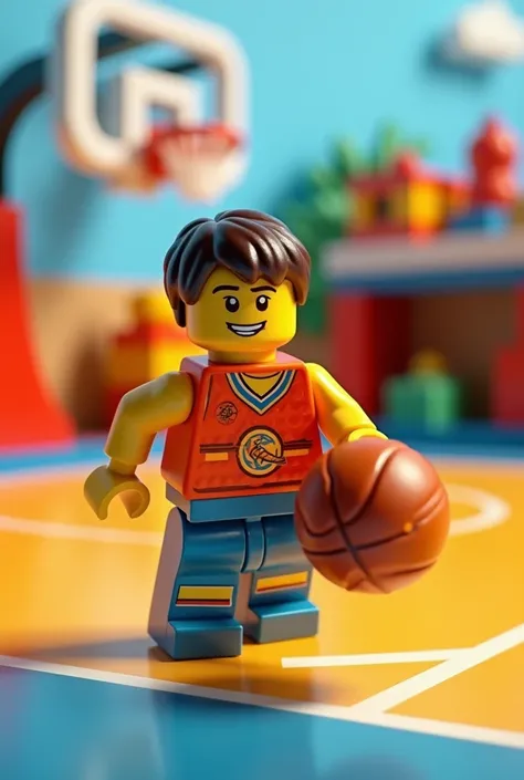 LEGO character playing basketball