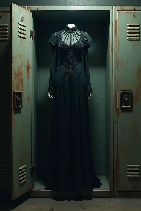 Gothic dress inside a locker no human
