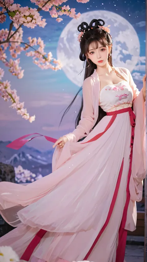 Pink Hair、 wearing a pink dress、头发上有花朵的Anime Girl, very 美丽的Anime Girl, 美丽的Anime Girl, beautiful fantasy anime , Gu Weiss, Anime Girl, 美丽的Anime Girl, very pretty cute girl, pink flower , background blur, Anime style 4K, Anime fantasy work , 4k anime wa...