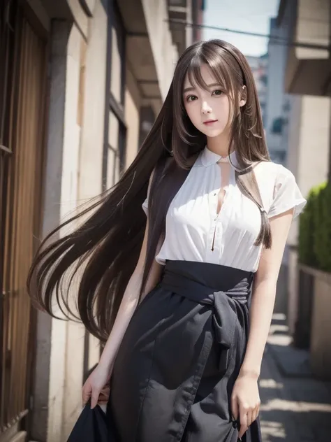 photograph, disorganized, High resolution, super detailed, maid girl,:d、((Long straight hair_Hair reaching down to the waist:1.3))

