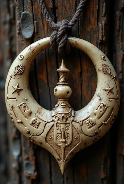 Medieval moon totem necklace made of bone