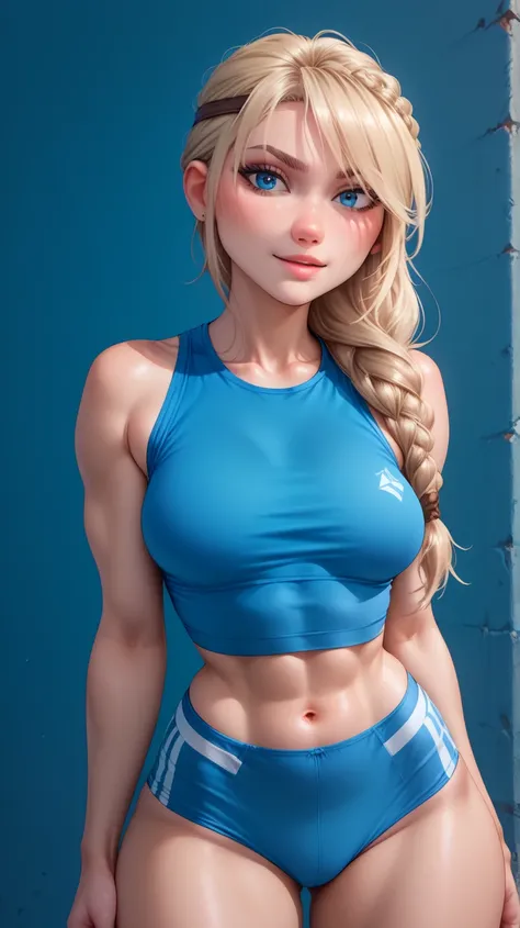 Wear blue sports underwear and a blue sports bra Shortened sports underwear Astrid 