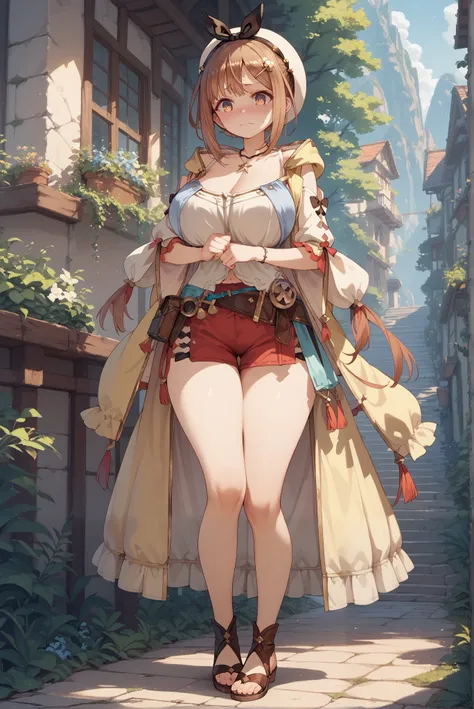 Reisalin Stout,embarrassed,glamorous,loli,gigantic busty,full body,no background,