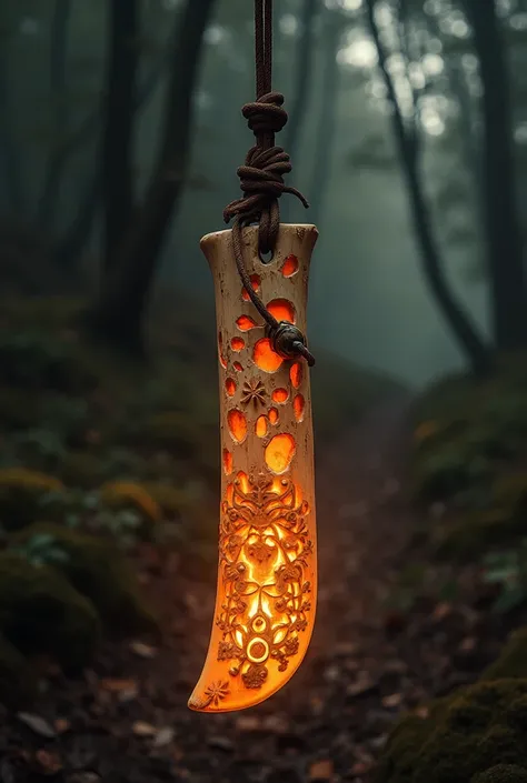 Medieval fire totem necklace made with bone 