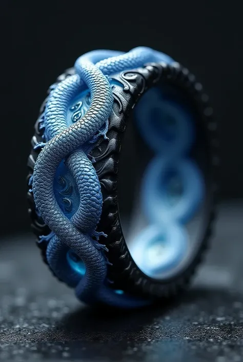 A black ring that have image of qinglong and ice phoenix also make it look like the picture was tattooed on the ring so the outer layer of ring still smooth