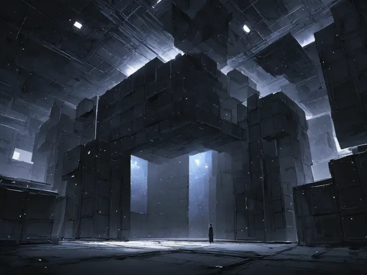  A black cube room with nothing, Mysterious, Like space 