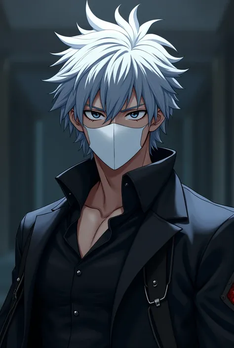 male anime character with white mask on his mouth 
