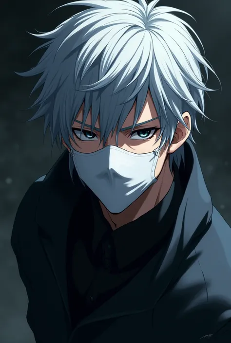 male anime character with white mask on his mouth 
