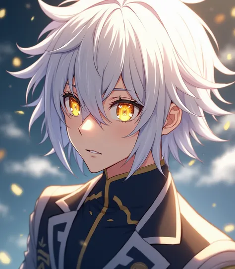 (Art work, maximum quality,  best quality, official art,  handsome and aesthetic :1.2) Inazuma Eleven Oc Boy With White Hair And Yellow Eyes