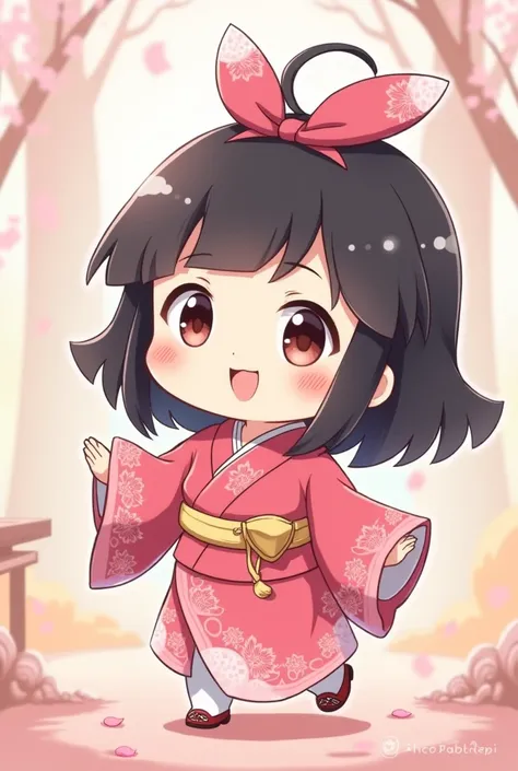 Generate a chibi nezuko from demon slayer ,in a cute way