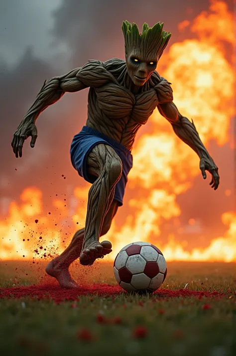 Groot Brabo Corrente Fogo Sangue Ball Gamer Soccer Fireworks