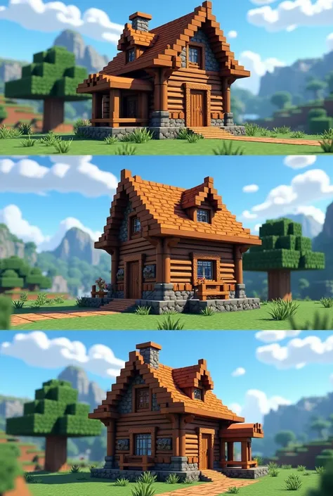 Make me a Minecraft house that looks from the side, front, back and forth