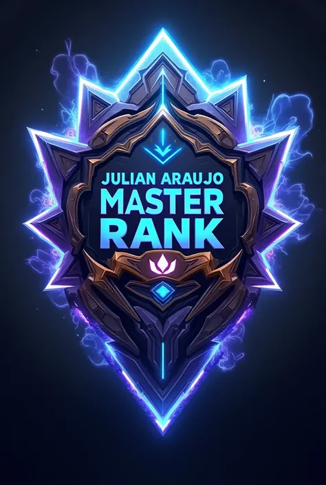 Create a badge that says Julian Araujo master rank on it all in the League of Legend style