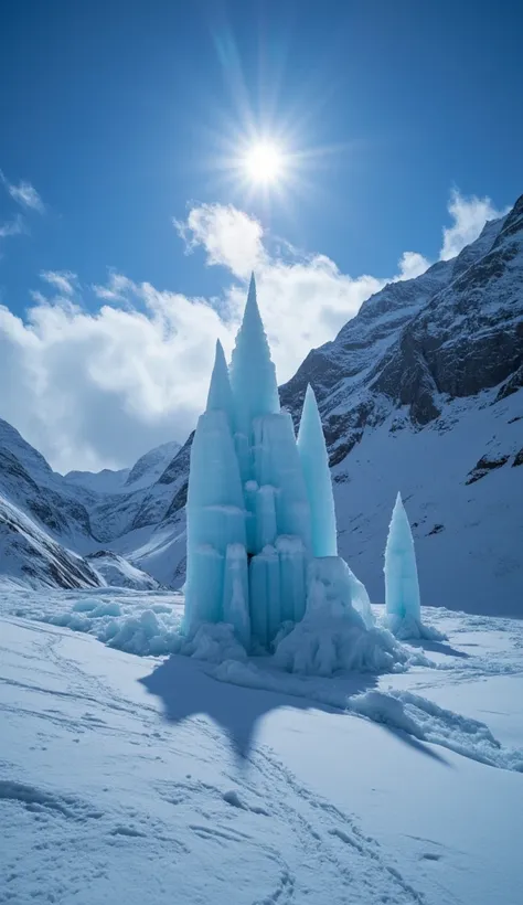 In the midst of the magnificence of the Himalayas,  a place called the Temple of Eternal Ice .  This temple is believed to be a sacred place that only appears when the light of the full moon bounces in the snow.