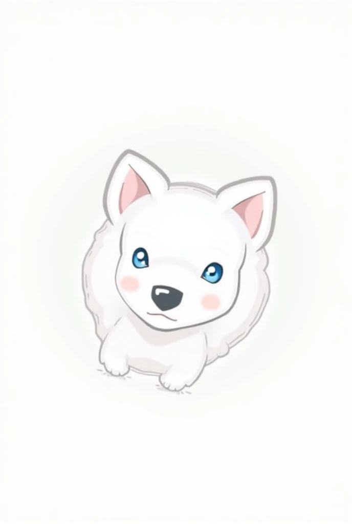 Logo for a brand called Akalis with a white American Pitbul, a cute female comic with blue eyes