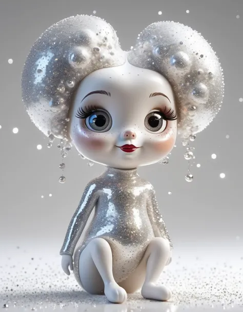 новогодний nudeart,  general plan , humor, cartoony,  quality 3D , 4K,  milky white background , Shine, sparkles , glitter,  milky white ,  cartoon
 by Tim Burton+  Nino Chakvetadze 