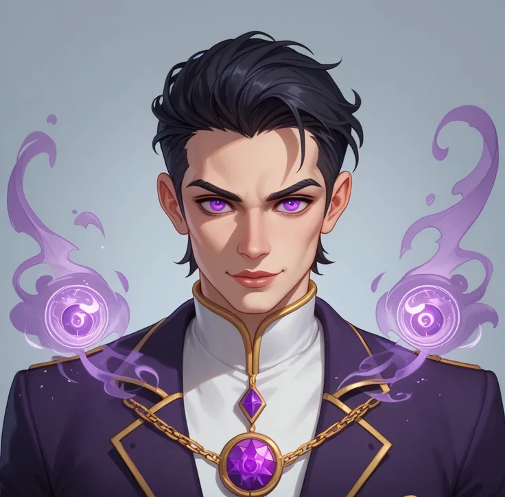 The male dark realm ruler is a figure of haunting majesty, his presence steeped in an eerie, commanding elegance. His pale skin is like smooth marble, emphasizing the stark contrast of his raven-black hair, which falls in sleek, unruly strands that frame h...