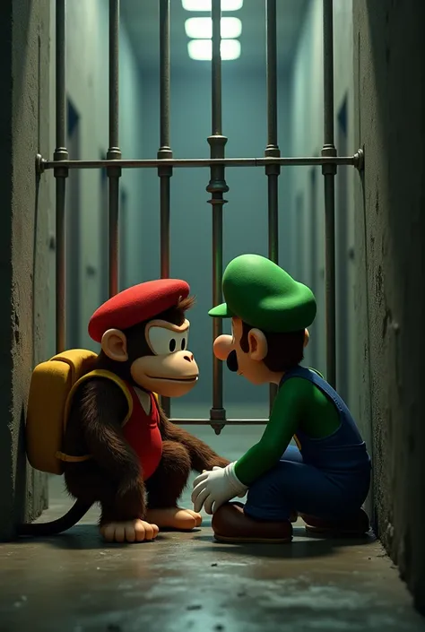 Diddy Kong and Luigi in prison