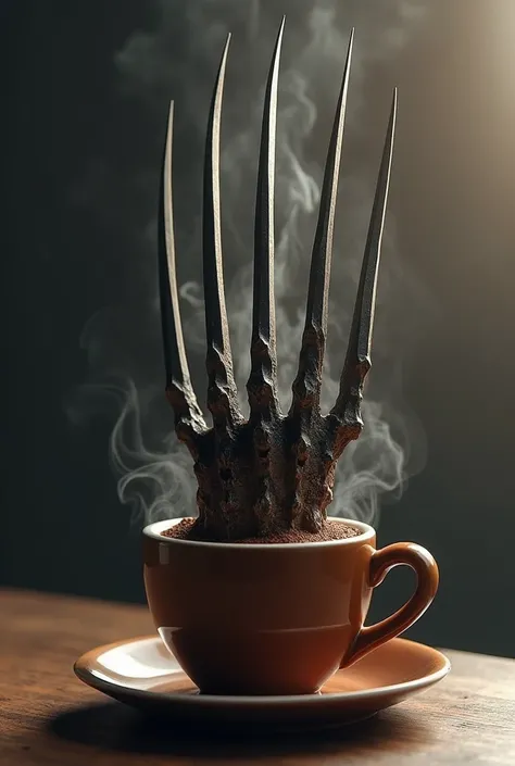 A Wolverine claw with coffee 