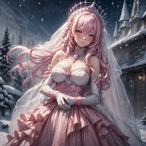 (anime girl, solo:1.5), beautiful gorgeous captivating cute adorable princess, (shy expression, nose blush, blushing:1.5), (hyper detail delicate beautiful pink eyes , big pink eyes, pink eyes:1.5), (soft thin lines, beautiful, young face, smiling), BREAK ...