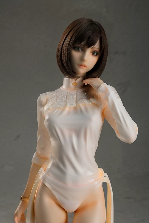 traducir a highly detailed, beautiful female mannequin, 3d articulated figure, 1:50 scale, made of plastic (PVC), for learning to draw anime, intricate details, dynamic pose, realistic texture, ambient lighting, muted color palette, cinematic composition d...