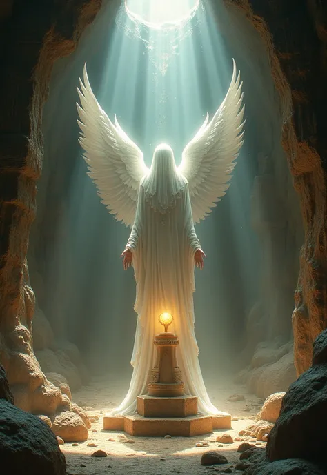 Suleimans ring and Moses staff are in the hollow of a cave guarded by the angel