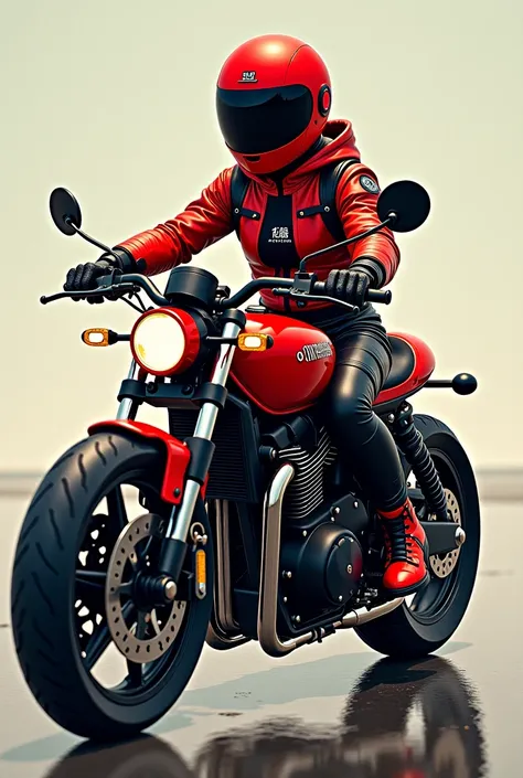  anime girl in a red and black costume is sitting on a motorcycle ,   Raymond Swenland  のスタイル,   riding a cyberpunk motorcycle, inspired   Raymond Swenland  ,     James Gurney painting style  ,   motorcycle concept art  ,   Raymond Swenland  , o Masamune  ...