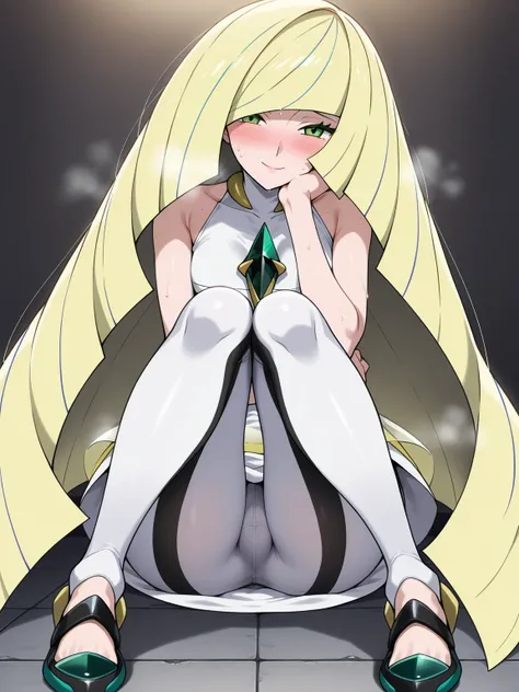 score_9, score_8_up, score_7_up,masterpiece, best quality, (anime screencap),(source_anime), anatomically correct,
(front view,girl focus),(1girl,solo),(lusamine/(pokemon/)),mature female, very long hair, gem, sleeveless dress, short dress, white leggings,...