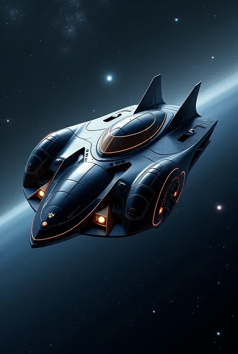 Spaceship in the shape of Batmammo Betimovels car-shaped space vehicle with 12 passenger seats are 12 toilet bowls