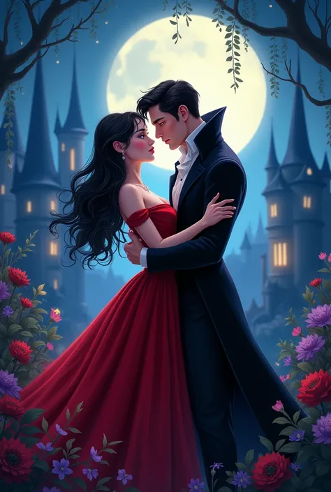 Female vampire and male human (disney style)