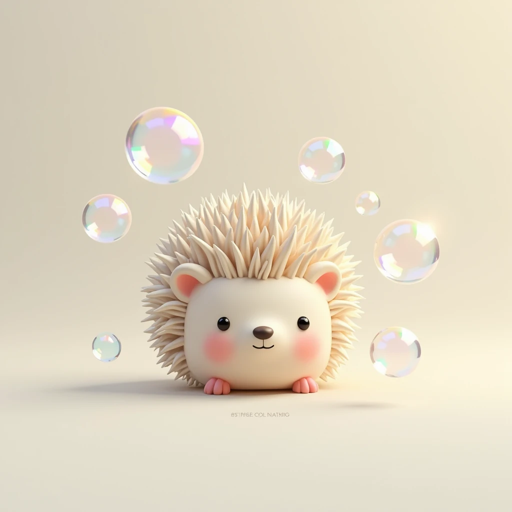 Hedgehog,heart minimalist,  soap bubbles