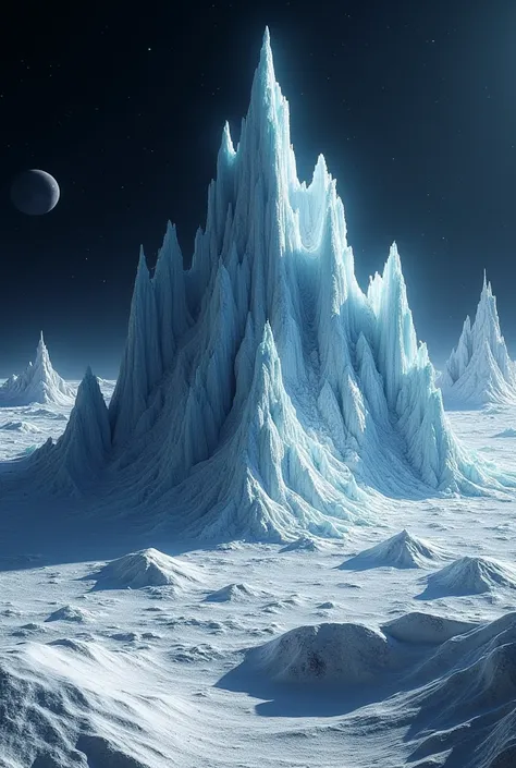 create an image of Ice mountains have been found on the Moon, 