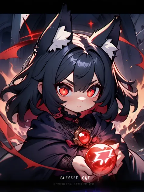 handsome male,solo,blessedtech,blessed,aura,portrait,(masterpiece,best quality:1.2),A gothic cat-eared witch with deep red eyes and a black lace gown stands in the ruins of an ancient cathedral. Her cat ears are adorned with glowing runes, and she holds a ...