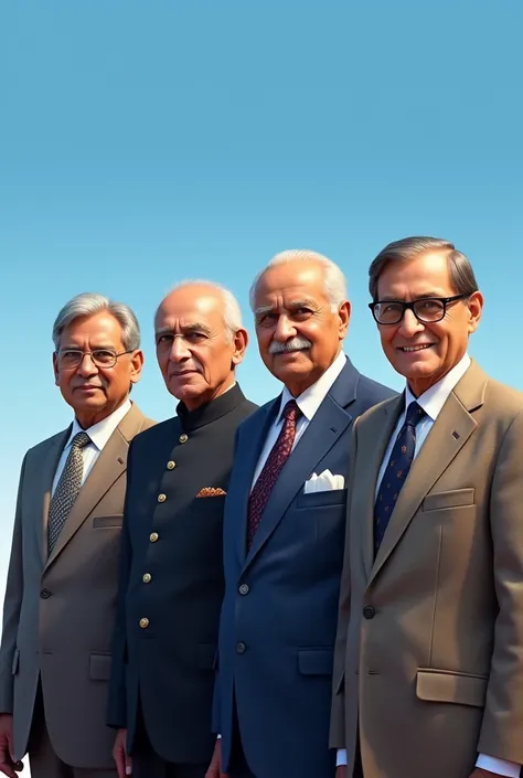 Ratan Tata,manmohan singh,a.p.j kalam and aatal bihari photo white background and sky background is  
Blue real image 