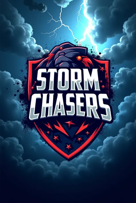 Make a soccer shield with the name Storm Chasers on it