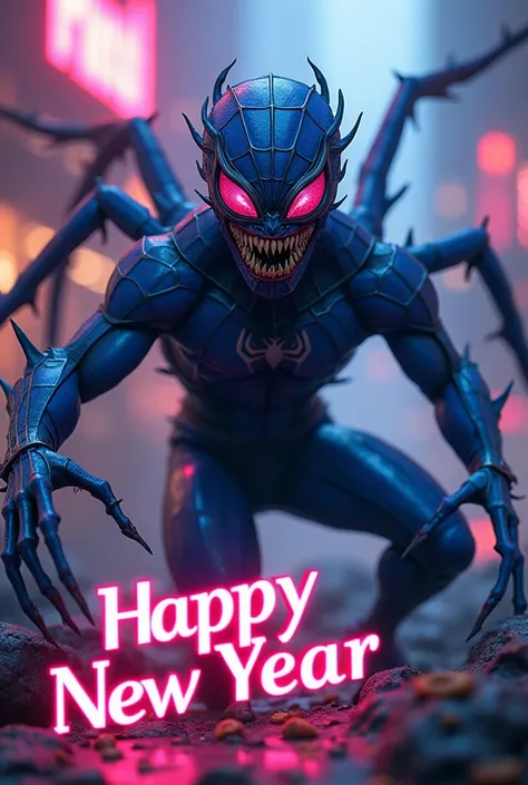 spiderman blue rose hybrid monstrous realistic ai  happy new year front