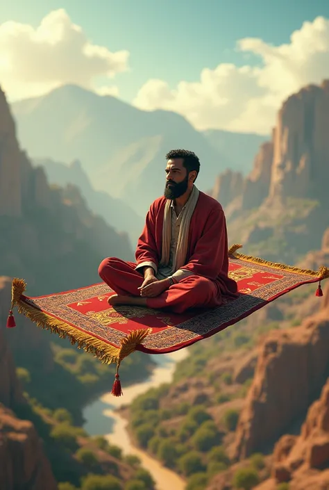 Indian man named amir on a magic carpet to deliver 1000 cheeseburgers and 100 sodas