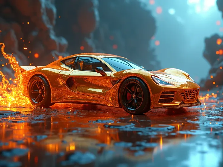 create a car with full of Engine oil made, and look like a creative animation Car Wallpaper, 