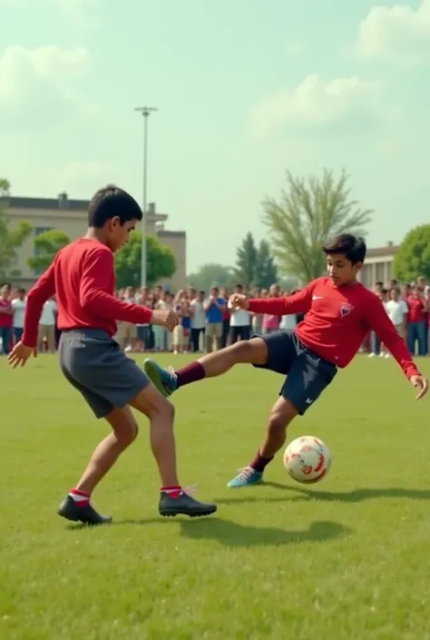 hood Flashback – Football Match:
Younger versions of Sajid and Arif playing football on a grassy field. Sajid is mid-kick with a determined expression, while Arif dives to stop the ball as the goalkeeper. A small crowd of s watches enthusiastically