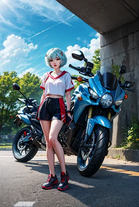 Do Rei Ayanami with a motorbike 