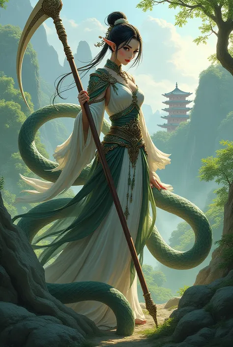 scythe, snake, East asian fantasy